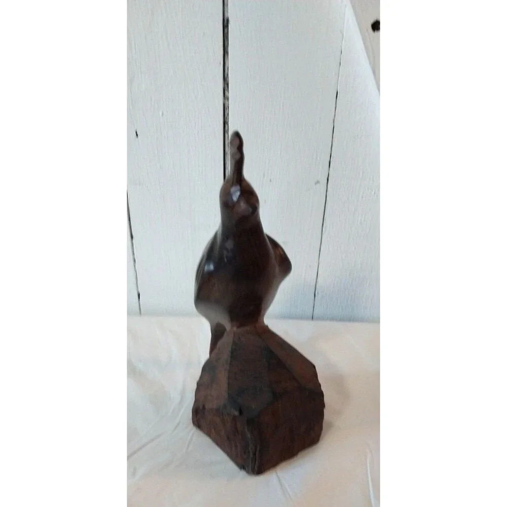 Vintage Hand Carved Quail Brown Iron Wood Sculpture Figurine 10
